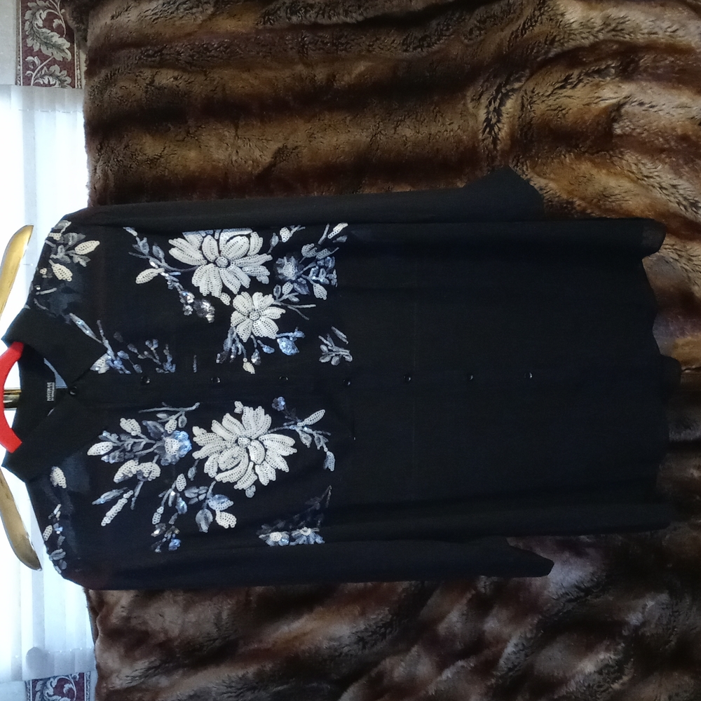 Madison Ave. Black see thru size 10 blouse
